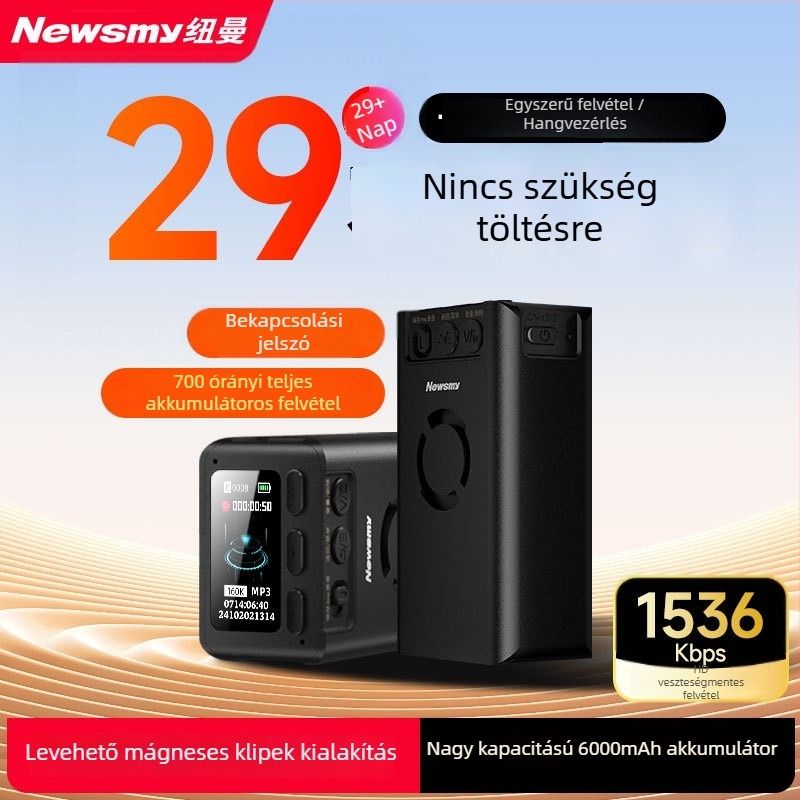 Newman W8 felvevő toll – 1000 perc felvétel, MP3/WAV formátumok, 5–7 m felvételi távolság, USB 2.0, memóriakártya nélkül