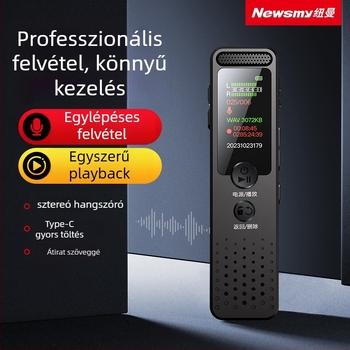Newman D03 felvevő toll — 360 perc felvétel, MP3/WMA/WAV formátumok, rögzítés távolsága 5–7 m, USB 2.0, beépített mikrofon