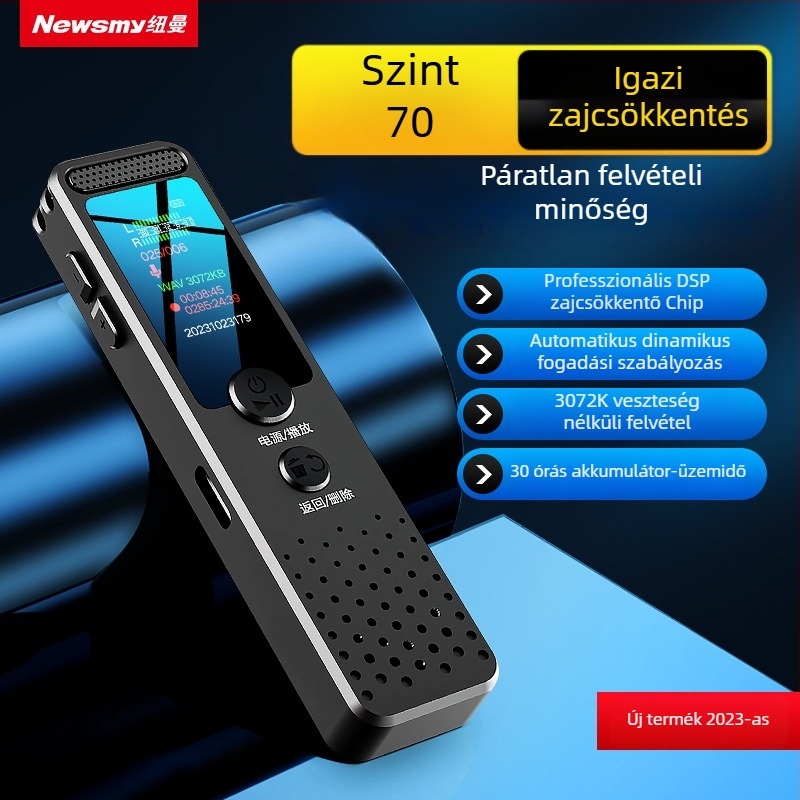 Newman D03 felvevő toll — 360 perc felvétel, MP3/WMA/WAV formátumok, rögzítés távolsága 5–7 m, USB 2.0, beépített mikrofon