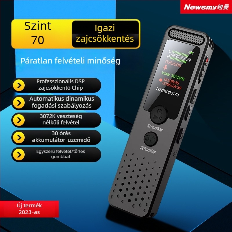 Newman D03 felvevő toll — 360 perc felvétel, MP3/WMA/WAV formátumok, rögzítés távolsága 5–7 m, USB 2.0, beépített mikrofon
