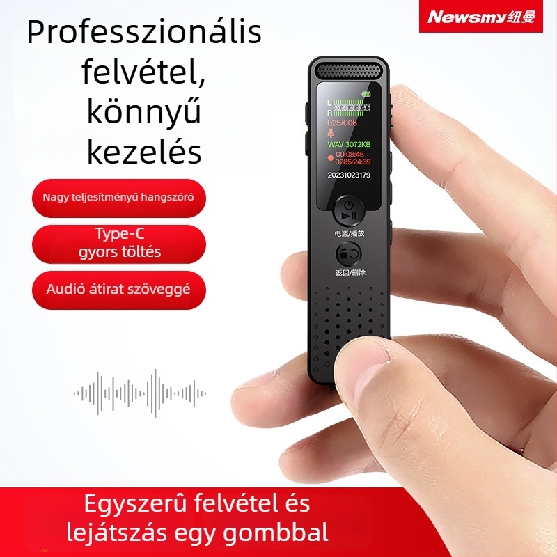 Newman D03 felvevő toll — 360 perc felvétel, MP3/WMA/WAV formátumok, rögzítés távolsága 5–7 m, USB 2.0, beépített mikrofon