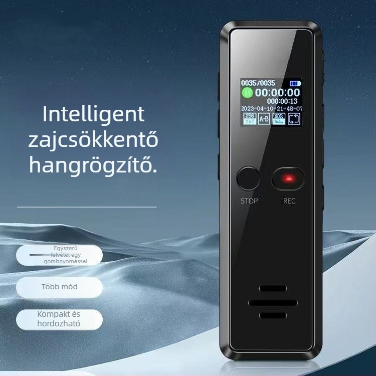 Zajcsökkentő hangrögzítő lítiumakkumulátorral, Type-C interfész, 27 nyelv, logó nélküli, modell A932 — folyamatos felvétel, WAV formátum, 3429 perc, USB 2.0, HD mikrofon, kétirányú