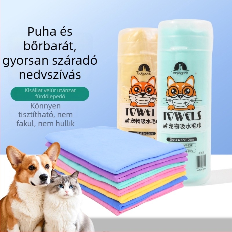 Megvastagított háziállat-törölköző, magas nedvszívó és gyorsan száradó mesterszarvasbőr textúrájú fürdőtörölköző macskáknak és kutyáknak, puha és bőrbarát