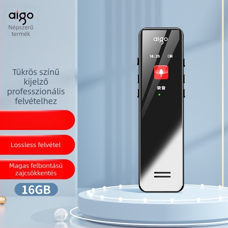 Aigo R6933 WAV diktofon, 7 órás felvétel, TFT kijelző, kétirányú mikrofon