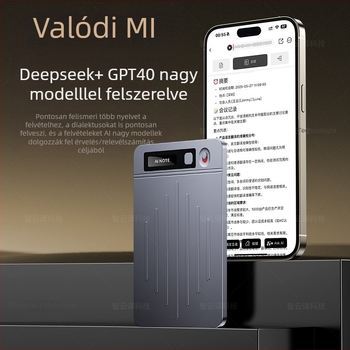 AI hangrögzítő átirattal és összefoglalóval — ultra vékony, Note X, 2 mikrofon, 28 órás felvétel, USB 2.0