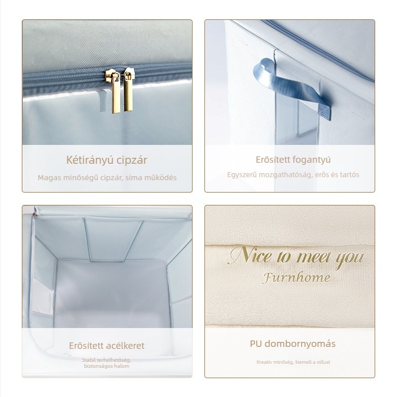 Összecsukható textil tároló doboz, modell 8019, 90–100 L kapacitás, hordozható többfunkciós gardrób rendező ruhákhoz és játékokhoz