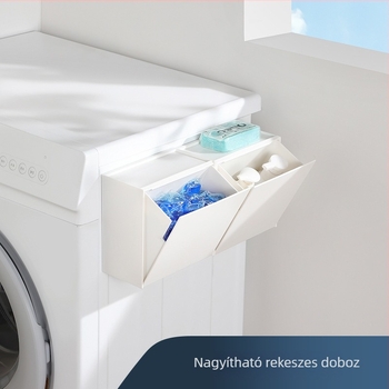 Fürdőszobai falra szerelhető tároló ABS-ből, négyzetes modell, 1 L kapacitás, modern minimalist stílus, szervező