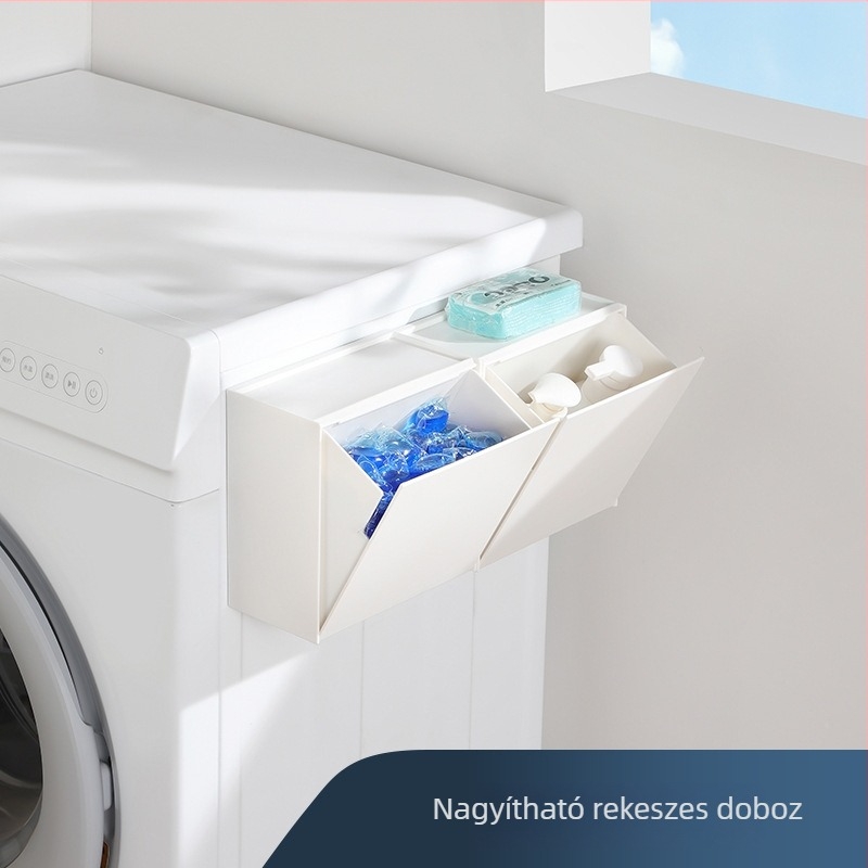 Fürdőszobai falra szerelhető tároló ABS-ből, négyzetes modell, 1 L kapacitás, modern minimalist stílus, szervező