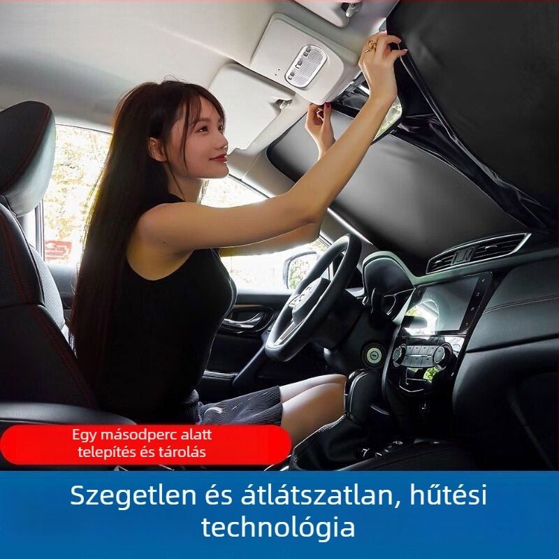 Autó előtti szélvédő napvédő árnyékoló - alumíniumfóliából, teleszkópos szerelés, napvédelem és hőszigetelés, speciális autómodellekhez