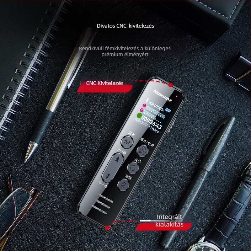 Newman W9 felvevő toll, professzionális zajcsökkentés, kettős beépített mikrofon, MP3/WAV felvétel, 1000 perc felvételi idő, USB 2.0