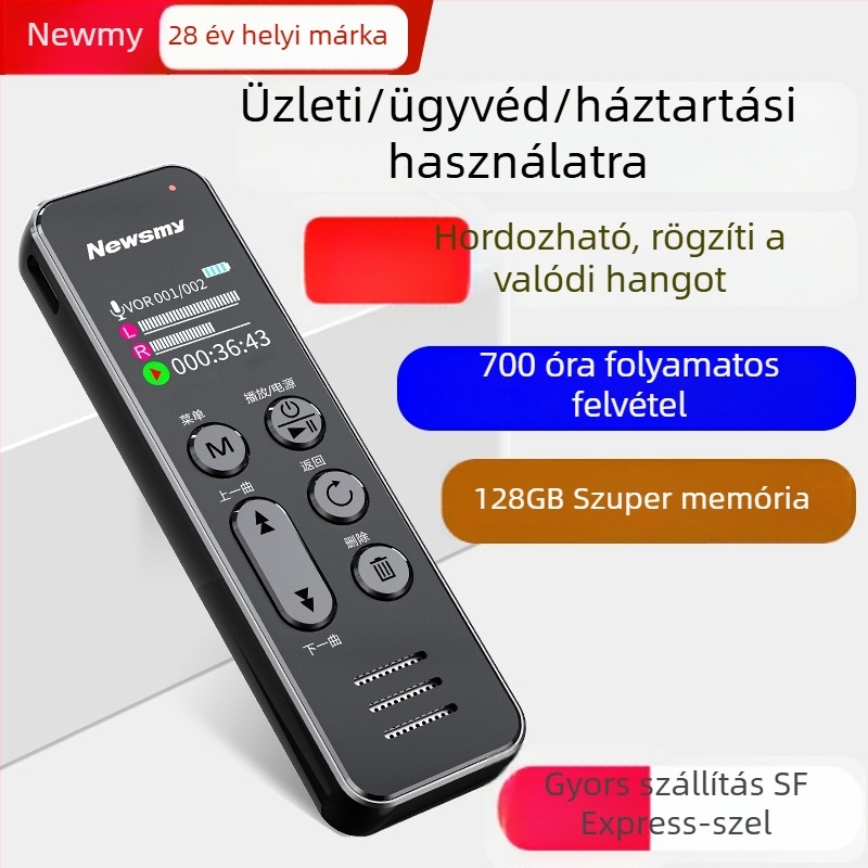 Newman W9 felvevő toll, professzionális zajcsökkentés, kettős beépített mikrofon, MP3/WAV felvétel, 1000 perc felvételi idő, USB 2.0