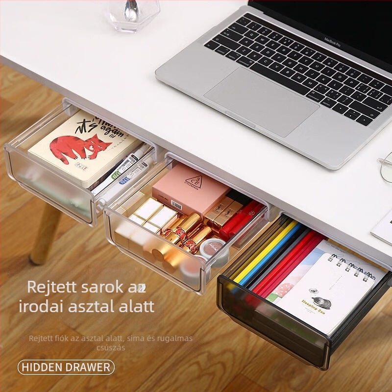Íróasztal alatti fiókos tároló doboz — ABS műanyag, porvédett, 18 L kapacitás, modern minimalist stílus