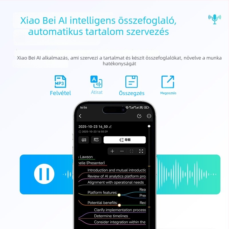 M10 Elite Edition Hordozható hangrögzítő kettős mikrofonokkal, MP3 formátum, korlátlan felvételi idő, OEM testreszabás és logó nyomtatás