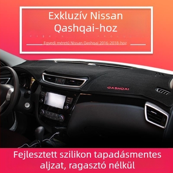 Szilikon belső napvédő párna Nissan Qashqai-hoz – dekoratív középső műszerfal panel, ablakhoz, alapértelmezett rögzítés