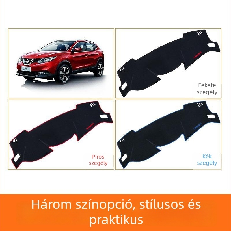 Szilikon belső napvédő párna Nissan Qashqai-hoz – dekoratív középső műszerfal panel, ablakhoz, alapértelmezett rögzítés