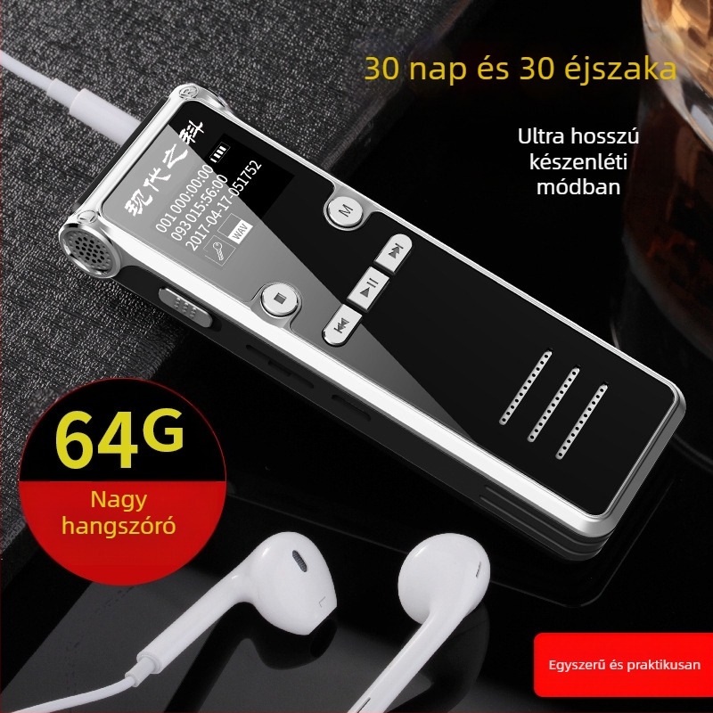 Felvételi toll WAV (7200, 999 fájlok, USB 2.0, TF-kártya)