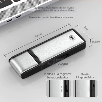 Rögzítő toll U2, egyérintéses rögzítés, MP3/WAV, 600 perc, USB 2.0