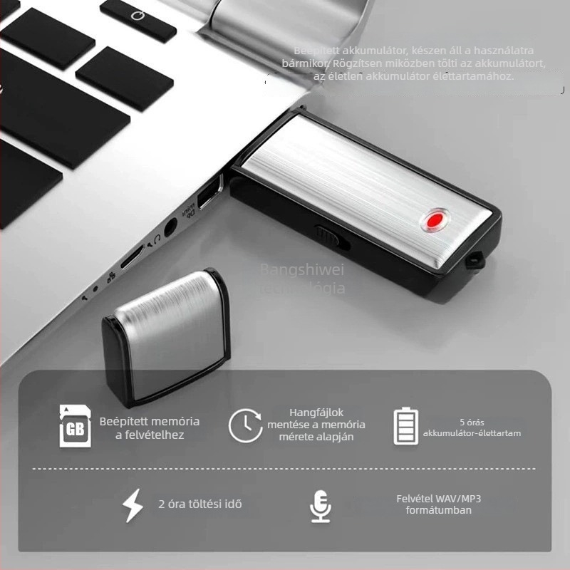 Rögzítő toll U2, egyérintéses rögzítés, MP3/WAV, 600 perc, USB 2.0