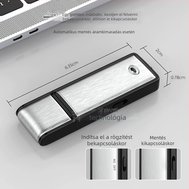 Rögzítő toll U2, egyérintéses rögzítés, MP3/WAV, 600 perc, USB 2.0