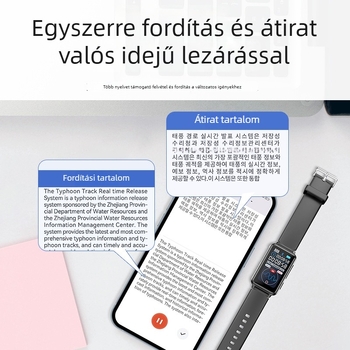 AI átíró rögzítő valós idejű fordítással és gondolattérképpel – helyi és alkalmazáson keresztüli felvétel, WAV formátum, 5 órás felvétel, EMMC tárhely, 1,47 hüvelykes HD kijelző