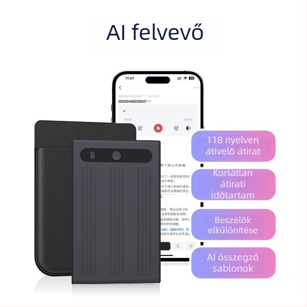 AI felvevő toll note-1 felvételi funkcióval, 3D hangzás, alumínium ötvözet test, ultra vékony 86×55×3,2 mm, 30 g