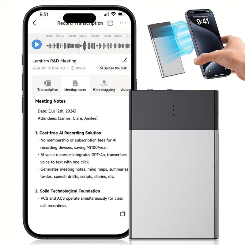 AI felvevő Up-11 AI verzió fordítóalkalmazással és intelligens átírással; formátumok: WMA, WAV; kb. 40 óra felvétel; USB 3.0; hárommikrofonos