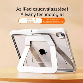 iPad tok alumínium ötvözetből, Air 4/5/6 kompatibilis, tollhely, összecsukható fém állvány