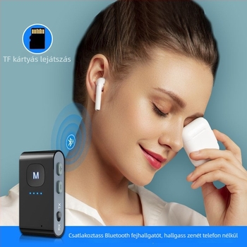 Bluetooth MP3 lejátszó TF-kártya-támogatással és vezeték nélküli fejhallgató-kapcsolattal; élettartamú 8-12 óra; hordozható.