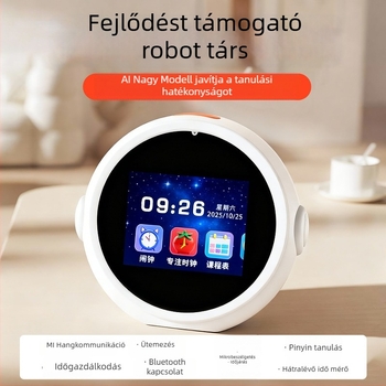AI okos ébresztőóra gyerekeknek – LCD kijelző, újratölthető, Wi‑Fi, MP3 lejátszás, érzelmi interakció