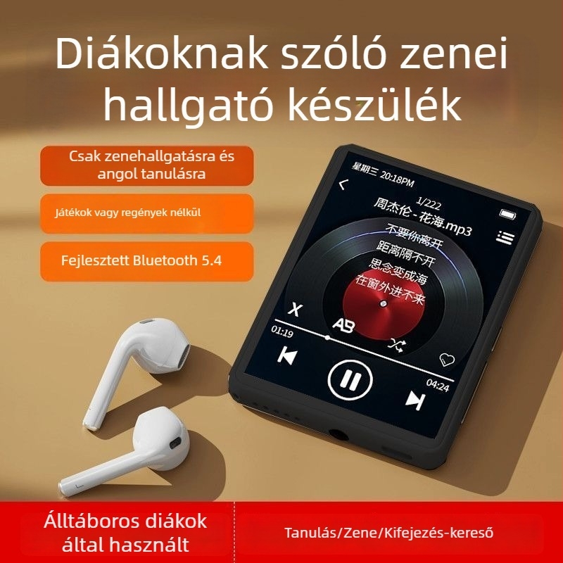 Nyelvtanulási lejátszó japán és angol nyelvhez, MP3/MP4, Bluetooth, teljes képernyő