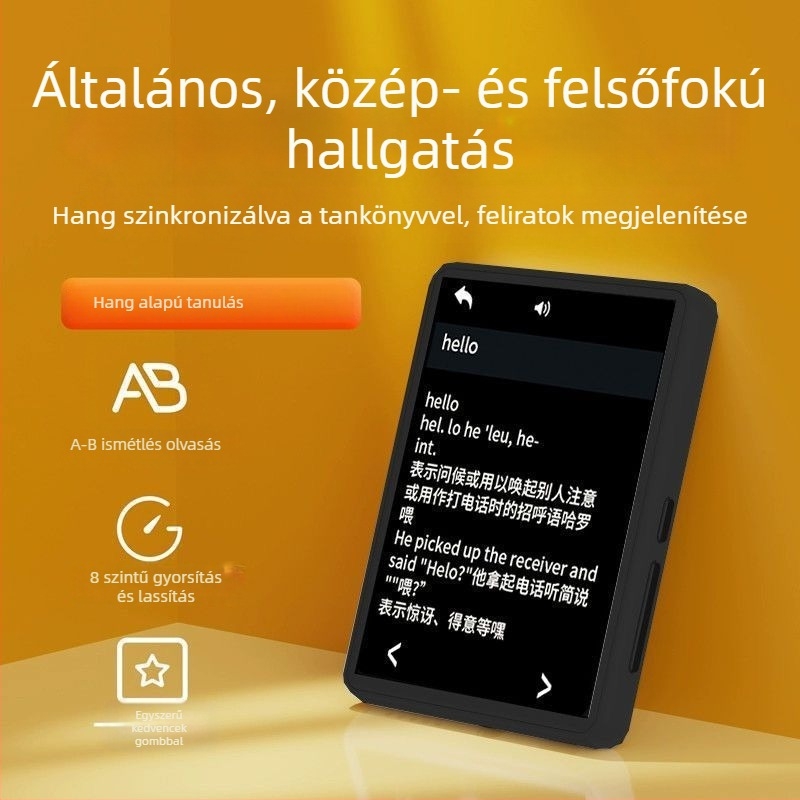 Nyelvtanulási lejátszó japán és angol nyelvhez, MP3/MP4, Bluetooth, teljes képernyő