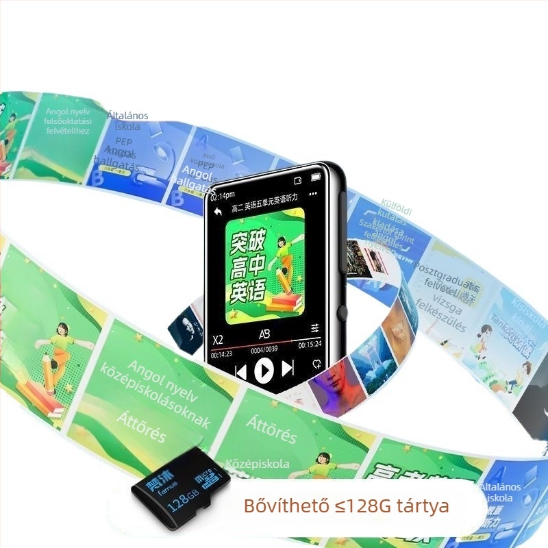 Nyelvtanulási lejátszó japán és angol nyelvhez, MP3/MP4, Bluetooth, teljes képernyő