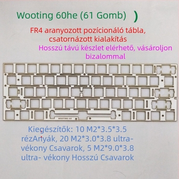 Wooting60-he pozicionáló lemez személyre szabott 60-gombos hot-swappable billentyűzetekhez | CNC-megmunkálás és galvanos bevonat | Mágneses és mechanikus tengelypozicionálás | Kompatibilis a Wooting60, Win60, Fire60 | Tömeg 0.2 kg