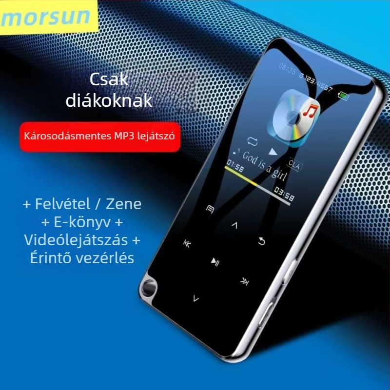 Bluetooth MP3 lejátszó TF-kártyával, MP4-támogatás, TFT kijelző 320x240 felbontással, MP3/WMA/WAV/PCM/AAC formátumok, FM rádió és felvétel