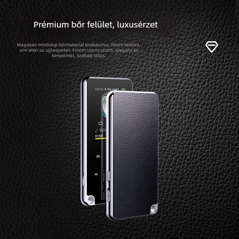 Bluetooth MP3 lejátszó TF-kártyával, MP4-támogatás, TFT kijelző 320x240 felbontással, MP3/WMA/WAV/PCM/AAC formátumok, FM rádió és felvétel
