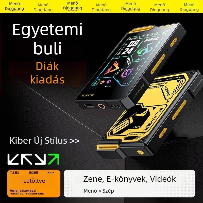 Hordozható zenelejátszó MP4/MP3, veszteségmentes hanggal, érintőképernyő, Walkman-stílus