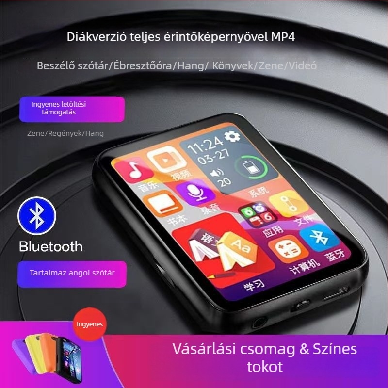 Diáknak szánt MP4/MP5 érintőképernyős hordozható médialejátszó Bluetooth-kapcsolattal olvasáshoz és zenéhez