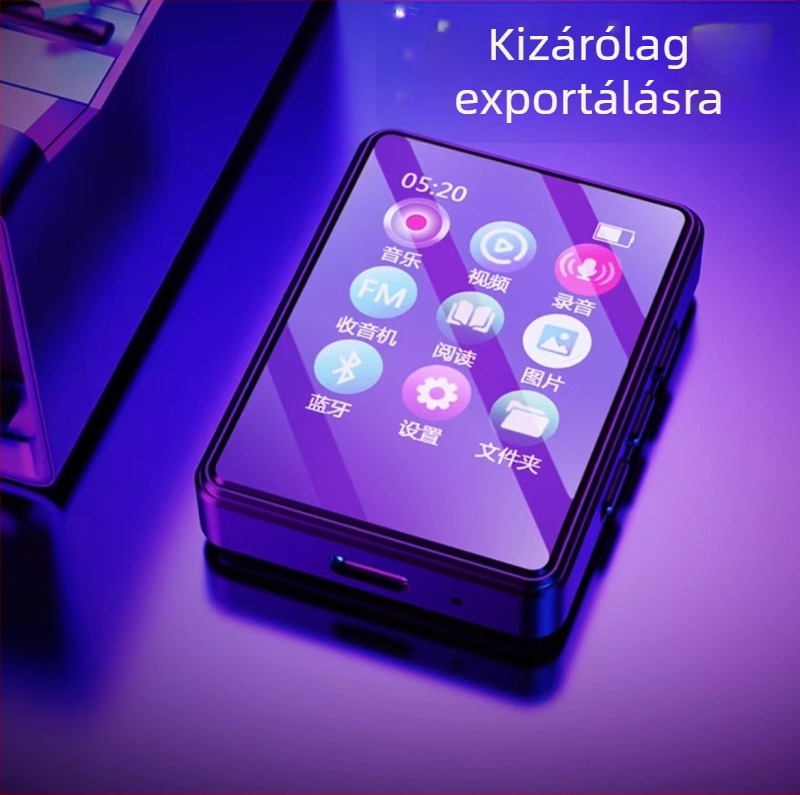 Hordozható MP3/MP4 lejátszó érintőképernyő és Bluetooth – TF kártya támogatás, AVI videó támogatás, akár 8 óra lejátszás