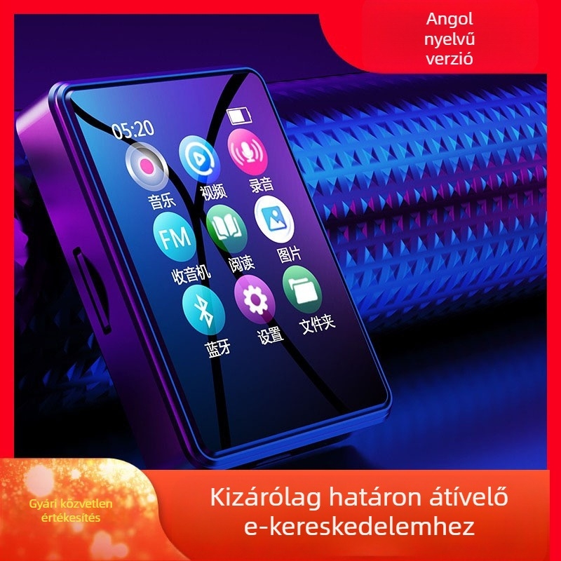 Hordozható MP3/MP4 lejátszó érintőképernyő és Bluetooth – TF kártya támogatás, AVI videó támogatás, akár 8 óra lejátszás