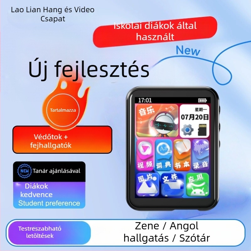MP3/MP4 Bluetooth-os lejátszó érintőképernyővel, regények olvasására, zenehallgatásra és filmnézésre