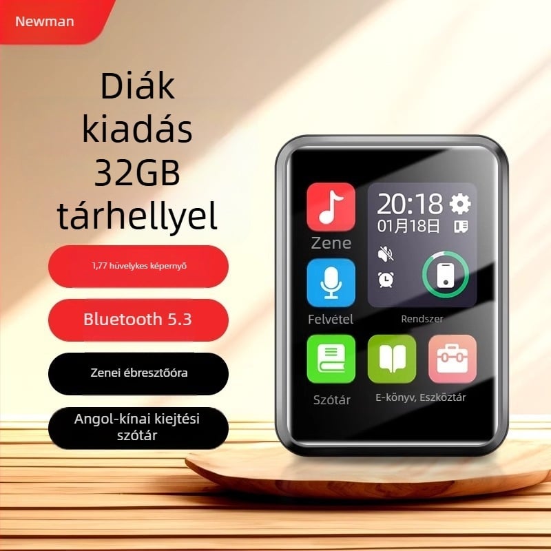 Newman A18 Bluetooth szótár MP3 lejátszó diákoknak – angol hallgatás és zene, 1.77 inch TFT kijelző