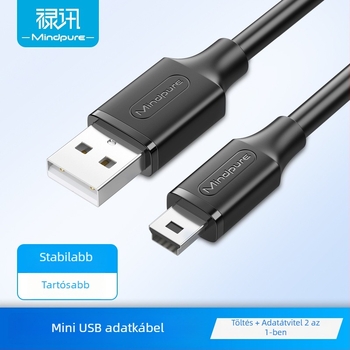 Fekete USB adatkábel 5P USB‑A‑tól Mini USB‑ig V3, teljes réz, töltőkábel számítógéphez