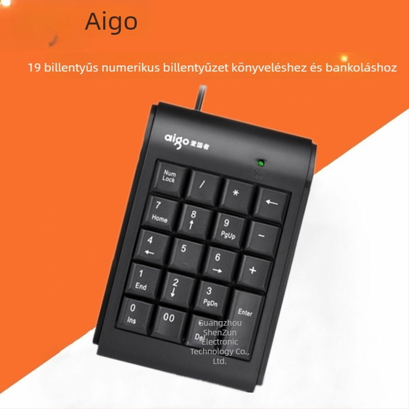 W909 vezetékes 23-gombos digitális numerikus billentyűzet, laptop és PC használatra, ABS anyag, 1,45 m kábel, háttérvilágítás nélküli