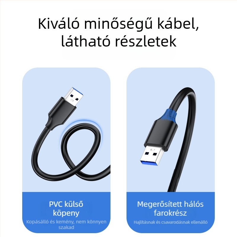 USB 3.0 hosszabbító kábel, férfi–női csatlakozóval, laptophoz, egérhez és billentyűzethez