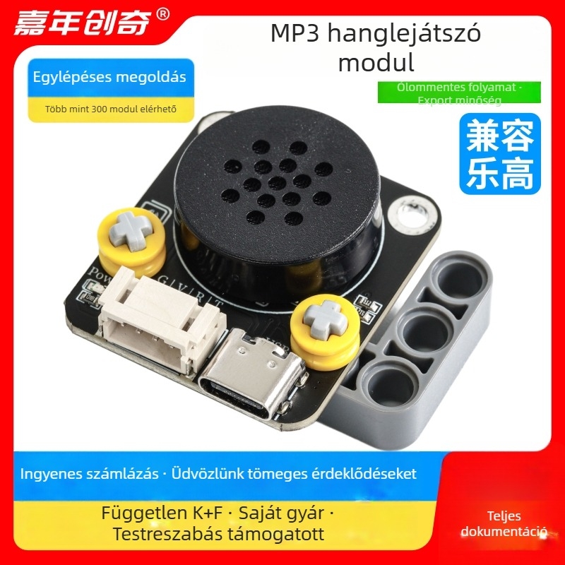 MP3 hang-visszajátszó modul Arduino-hoz, LEGO-kompatibilis, soros porttal történő vezérléssel – Modell HS-S49PL