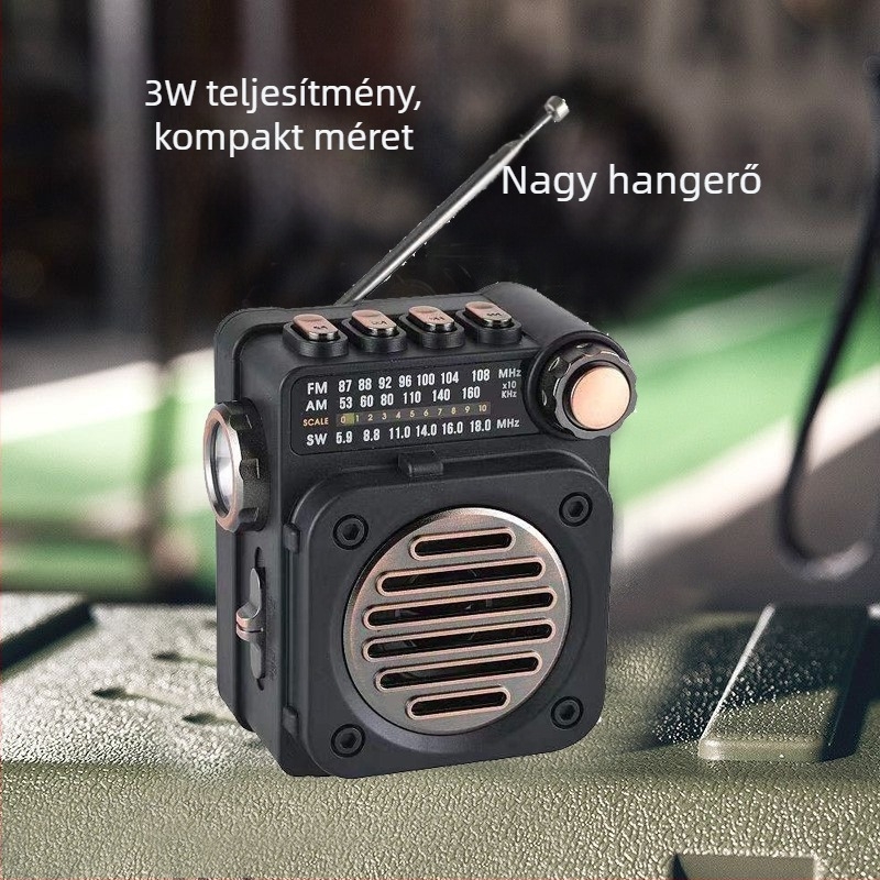 Mini több sávos rádió Bluetooth-készülékkel és kártyaolvasóval, FM/AM/SW, USB MP3