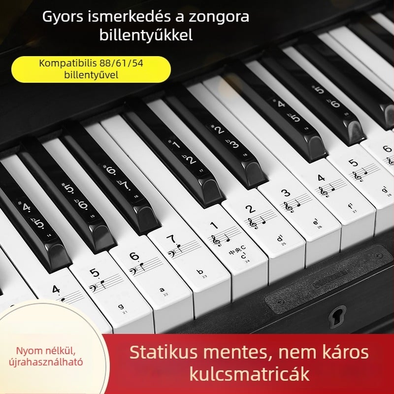 PERSEUS Nano zongora billentyű matricák, univerzális 88/61/54 billentyű, műanyag, egyedi csomagolás