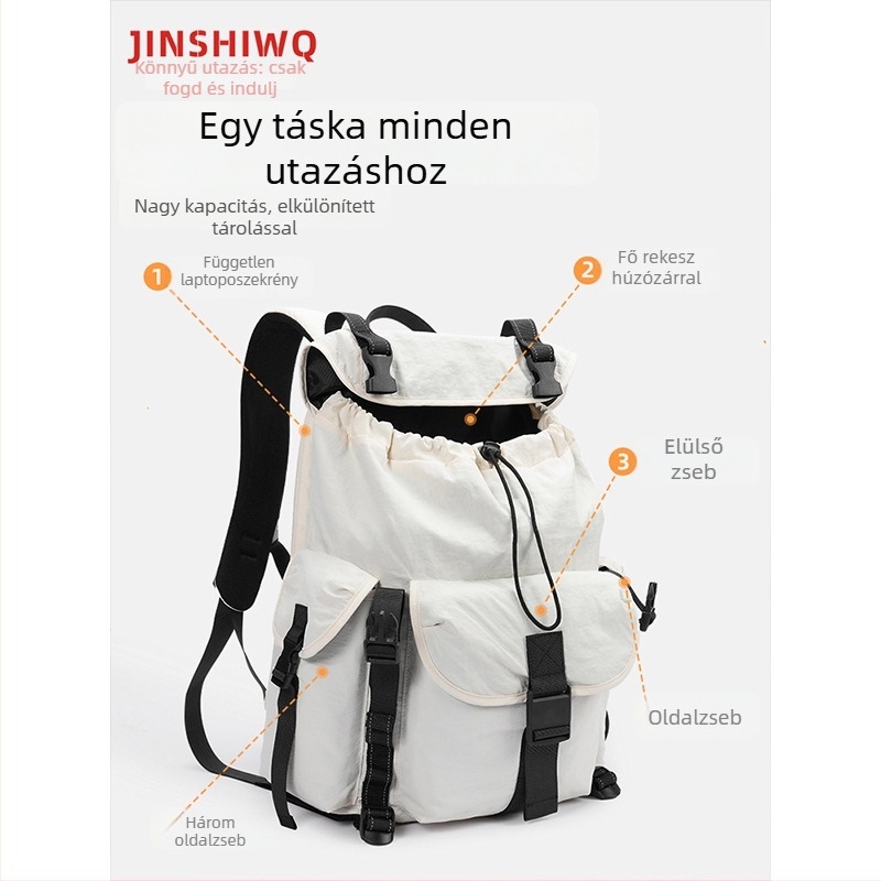 Ultrakönnyű, vízálló hátizsák kültéri utazáshoz, poliészter anyagból, kapacitás legfeljebb 20 L, 16 hüvelykes laptop kompatibilis
