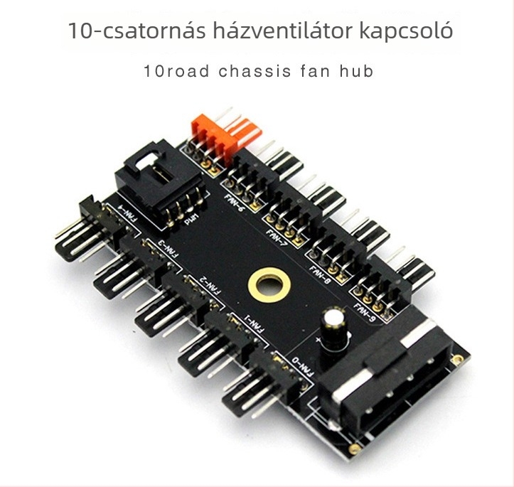 Adapterkártya 10-utas PWM ventilátor hubhoz, 4‑pin PWM támogatás, SATA tápegység csatlakozás (Márka: HJL; Interfész: más; Piacra kerülés: 2025)