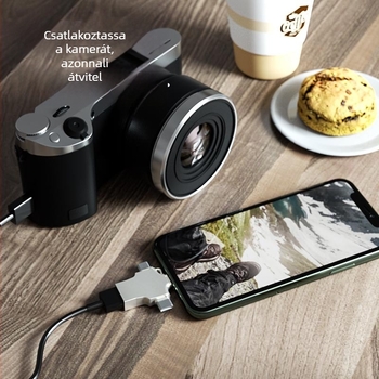 OTG 3 az 1-ben adapter okostelefonokhoz: USB-meghajtó olvasó és billentyűzet-egér csatlakoztatás (Android, Apple, Type-C)